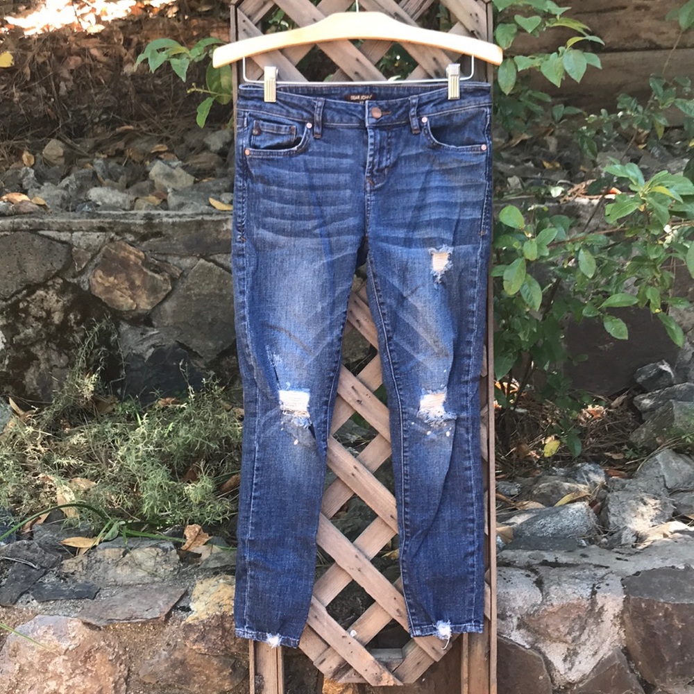 Distressed Blue Jeans